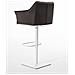 Sgabello Alto Regolabile Damaso in Similpelle I Sgabello Bancone con Braccioli E Schienale Imbottiti E Poggiapiedi, H 58-83 CM Marrone Bianco - Foto miniatura 4