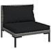 Set Divani Giardino 4 Pz Con Cuscini In Polyrattan Grigio Scuro - Foto miniatura 2
