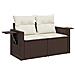 Set Divani da Giardino 7 pz con Cuscini Marrone in Polyrattan - Foto miniatura 2