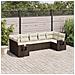 Set Divani da Giardino 7 pz con Cuscini Marrone in Polyrattan - Foto miniatura 3