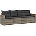 Set Divani Da Giardino 4 Pz Con Cuscini In Polyrattan Grigio - Foto miniatura 2