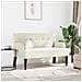Panca Chesterfield Crema 112 x 65.5 x 75 cm Velluto - Foto miniatura 3