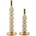 Portacandele Shuttle Crema E Oro Set 2 Pezzi Ø10x25 E Ø10x33,5 Cm - Foto miniatura 1