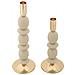 Portacandele Shuttle Crema E Oro Set 2 Pezzi Ø10x25 E Ø10x33,5 Cm - Foto miniatura 2