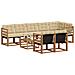 Set di divani da esterno con cuscino 9 pcs Naturale e Beige - Foto miniatura 3