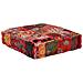 Pouf Patchwork In Cotone Fatto A Mano Quadrato 50x50x12cm Rosso - Foto miniatura 5