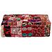 Pouf Patchwork In Cotone Fatto A Mano Quadrato 50x50x12cm Rosso - Foto miniatura 1