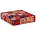 Pouf Patchwork In Cotone Fatto A Mano Quadrato 50x50x12cm Rosso - Foto miniatura 6
