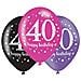 9900877 Palloncini 40th Happy Birthday Da 27.5 Cm, Viola / rosa / nero, 6 Pezzi - Foto miniatura 1