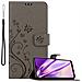 Custodia Compatibile Con Samsung Galaxy A40 / A40s In Grigio Fiore - Coperchio Protettivo In Design Floreale Con Chiusura Magnetica, Funzione Stand E Slot Per Carte - Foto miniatura 1