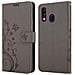 Custodia Compatibile Con Samsung Galaxy A40 / A40s In Grigio Fiore - Coperchio Protettivo In Design Floreale Con Chiusura Magnetica, Funzione Stand E Slot Per Carte - Foto miniatura 10