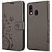 Custodia Compatibile Con Samsung Galaxy A40 / A40s In Grigio Fiore - Coperchio Protettivo In Design Floreale Con Chiusura Magnetica, Funzione Stand E Slot Per Carte - Foto miniatura 11