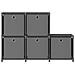 Mensola Con 5 Vani A Cubo Scatole Grigia 103x30x72,5 Cm Tessuto - Foto miniatura 3