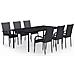 Set Da Pranzo Per Giardino 7 Pz Con Cuscini Neri - Foto miniatura 2