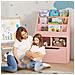Piccola Libreria per Bambini con Ripiani e Cassetto in MDF, 60x29.9x90cm, Rosa - Foto miniatura 2