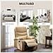 Poltrona Relax Reclinabile Con Poggiapiedi In Finta Pelle E Imbottitura In Spugna, 78x90x105cm, Beige - Foto miniatura 6