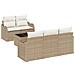 Set di Sofà da Giardino  a 6 Pezzi con Cuscini Beige Polyrattan, Sofa da Giardino a 2 Posti  con Cuscini Beige Polyrattan - Foto miniatura 1