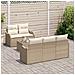 Set di Sofà da Giardino  a 6 Pezzi con Cuscini Beige Polyrattan, Sofa da Giardino a 2 Posti  con Cuscini Beige Polyrattan - Foto miniatura 3