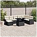 Set Divani da Giardino 9 pz con Cuscini Nero in Polyrattan - Foto miniatura 2