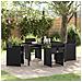 Set da Pranzo per Giardino con cuscino 5 pcs Nero Poly Rattan - Foto miniatura 2