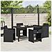 Set da Pranzo per Giardino con cuscino 5 pcs Nero Poly Rattan - Foto miniatura 4