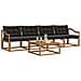 Set di divani da esterno con cuscino 5 pcs Naturale e Nero - Foto miniatura 3
