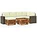 Set divano sezionale con cuscino 7 pcs Naturale e Crema - Foto miniatura 1