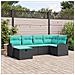 Set Divano da Giardino con cuscino 6 pcs Nero polyrattan - Foto miniatura 2
