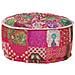 Pouf Patchwork Rotondo Fatto A Mano In Cotone 40x20 Cm Rosa - Foto miniatura 1