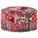 Pouf Patchwork Rotondo Fatto A Mano In Cotone 40x20 Cm Rosa - Foto miniatura 2
