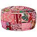 Pouf Patchwork Rotondo Fatto A Mano In Cotone 40x20 Cm Rosa - Foto miniatura 4