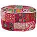Pouf Patchwork Rotondo Fatto A Mano In Cotone 40x20 Cm Rosa - Foto miniatura 5