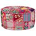 Pouf Patchwork Rotondo Fatto A Mano In Cotone 40x20 Cm Rosa - Foto miniatura 7