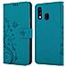 Custodia Compatibile Con Samsung Galaxy A40 / A40s In Blu Fiore - Coperchio Protettivo In Design Floreale Con Chiusura Magnetica, Funzione Stand E Slot Per Carte - Foto miniatura 10