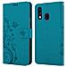 Custodia Compatibile Con Samsung Galaxy A40 / A40s In Blu Fiore - Coperchio Protettivo In Design Floreale Con Chiusura Magnetica, Funzione Stand E Slot Per Carte - Foto miniatura 11