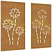 Decorazioni Muro Da Giardino 2pz 105x55 Cm Fiore Acciaio Corten - Foto miniatura 2