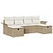 Set Divano da Giardino 6 Pezzi con Cuscini Beige Rattan Polipropilene - Foto miniatura 1