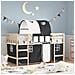 Letto a Soppalco con Tunnel Bambini Bianco e Nero 80x200cm Pino - Foto miniatura 2
