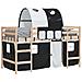 Letto a Soppalco con Tunnel Bambini Bianco e Nero 80x200cm Pino - Foto miniatura 4