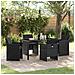 Set da Pranzo per Giardino con cuscino 5 pcs Nero Poly Rattan - Foto miniatura 2