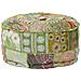 Pouf Patchwork Rotondo Fatto A Mano In Cotone 40x20 Cm Verde - Foto miniatura 3