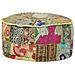 Pouf Patchwork Rotondo Fatto A Mano In Cotone 40x20 Cm Verde - Foto miniatura 5