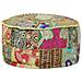 Pouf Patchwork Rotondo Fatto A Mano In Cotone 40x20 Cm Verde - Foto miniatura 6