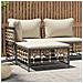 Poggiapiedi Da Giardino Con Cuscino In Polyrattan Beige - Foto miniatura 1