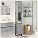 Armadietto Bagno Grigio Cemento 30x30x190 Cm Legno Multistrato - Foto miniatura 3