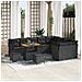 Set divano da giardino a 12 pezzi con cuscini in polyrattan nero e acacia, Set da pranzo da giardino a 3 pezzi con cuscini in polyrattan nero e acacia - Foto miniatura 2
