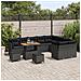 Set divano da giardino a 12 pezzi con cuscini in polyrattan nero e acacia, Set da pranzo da giardino a 3 pezzi con cuscini in polyrattan nero e acacia - Foto miniatura 3
