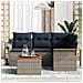 Set Divano da Giardino con cuscino 5 pcs Grigio polyrattan - Foto miniatura 3