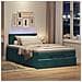 Pouf Letto Con Materasso E Led Verde Scuro 120x190cm In Velluto - Foto miniatura 3