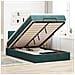Pouf Letto Con Materasso E Led Verde Scuro 120x190cm In Velluto - Foto miniatura 1